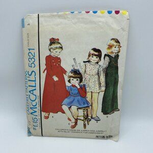 McCall's 5321 Child Girls Dress or Jumper and Jumpsuit Size 3 Vintage Uncut